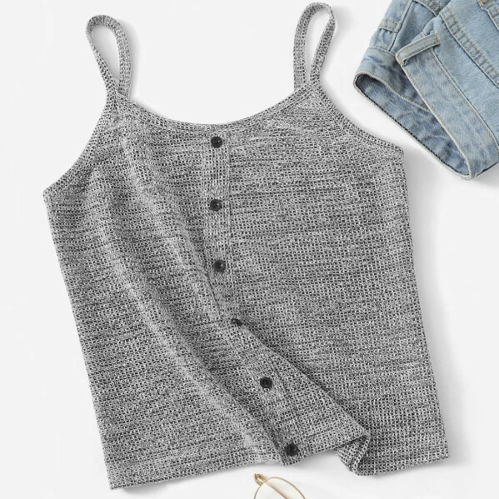 SHEIN Button Front Knit Cami Top